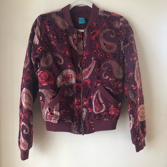 KAS Paisley Ashlyn Velvet Burnout Bomber Jacket XS - Picture 2 of 8